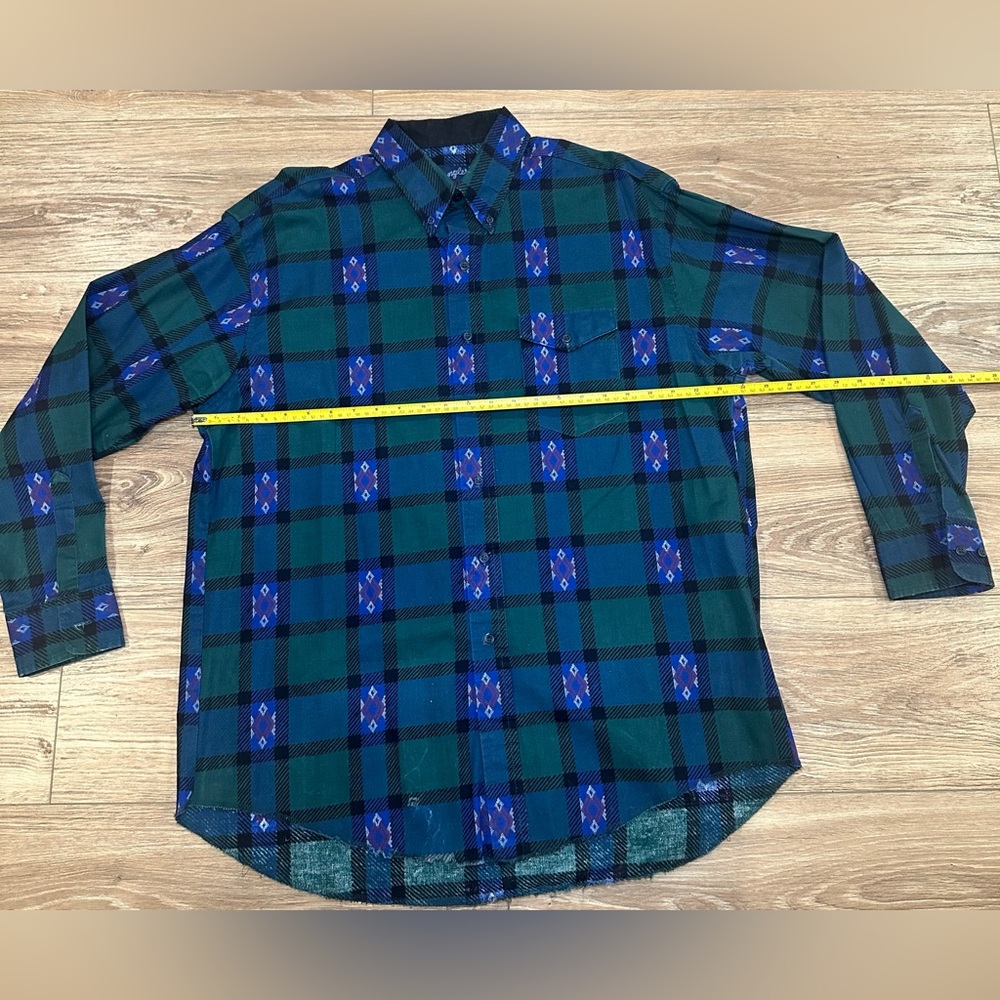 Vintage plaid Wrangler button long sleeve shirt size XL